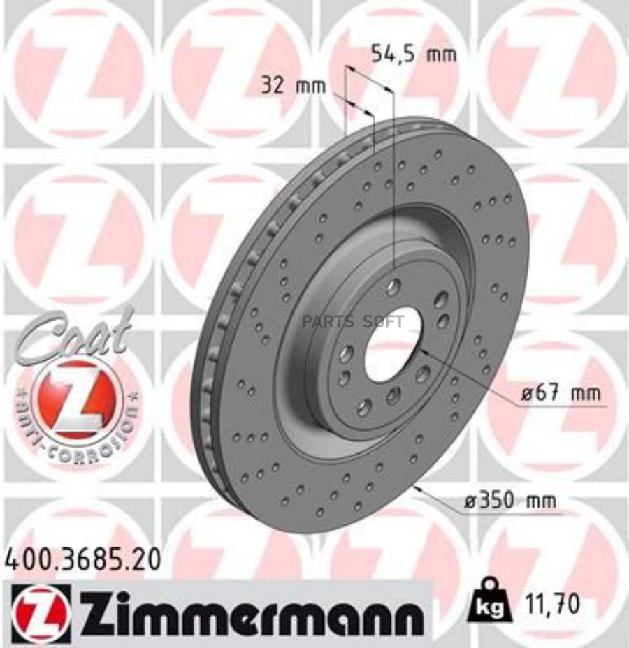 

Тормозной диск ZIMMERMANN комплект 1 шт. 400368520