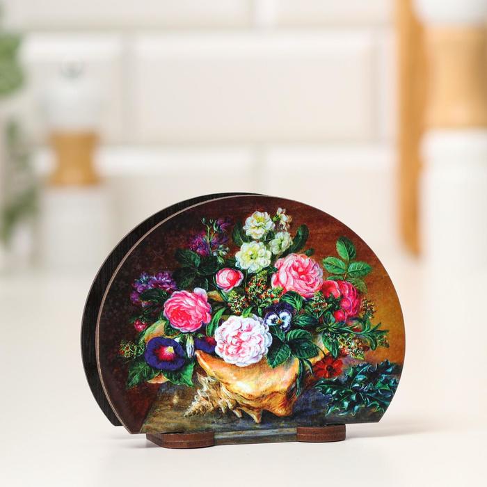

Салфетница "Цветы и ракушка", , 13х10х5 см, Разноцветный