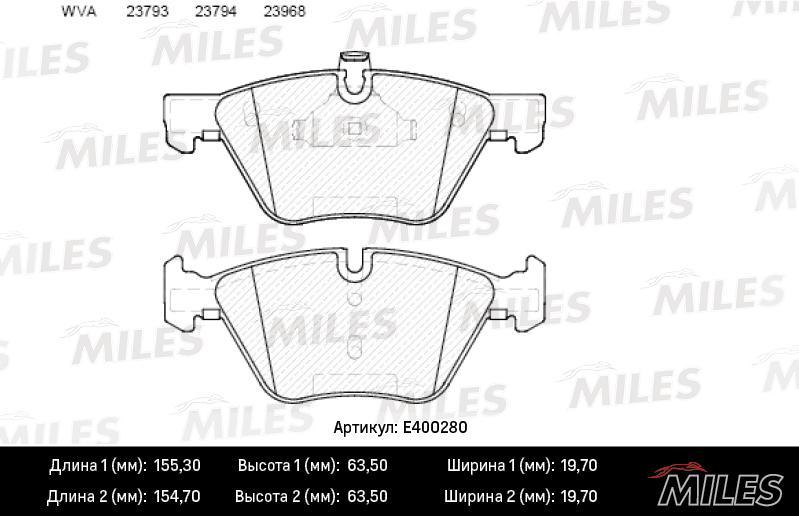 

Тормозные колодки Miles E400280