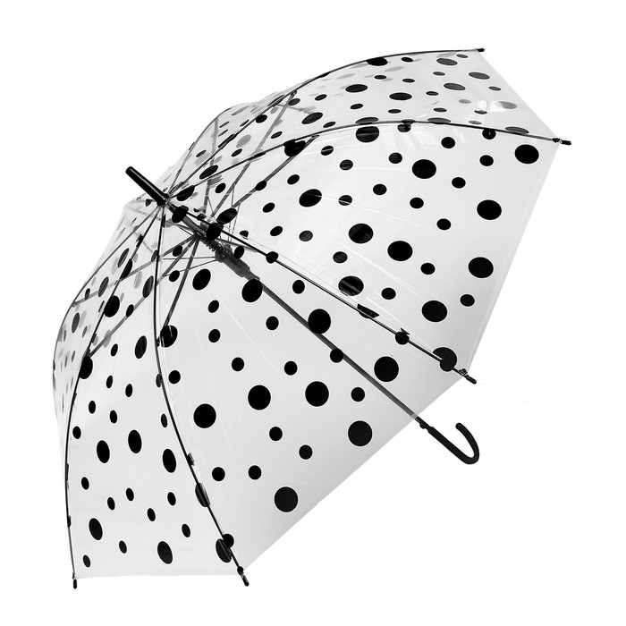 Зонт детский «Горохи», полуавтоматический, r=45см, цвет прозрачный/чёрный зонт трость полуавтоматический