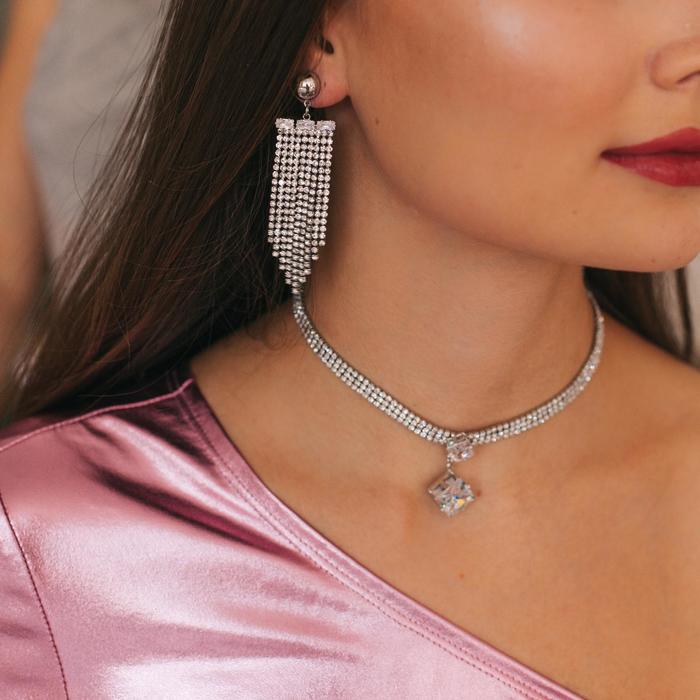 

Колье Queen fair Симфония, с ромбом, белый в серебре, 30 см, 1451116
