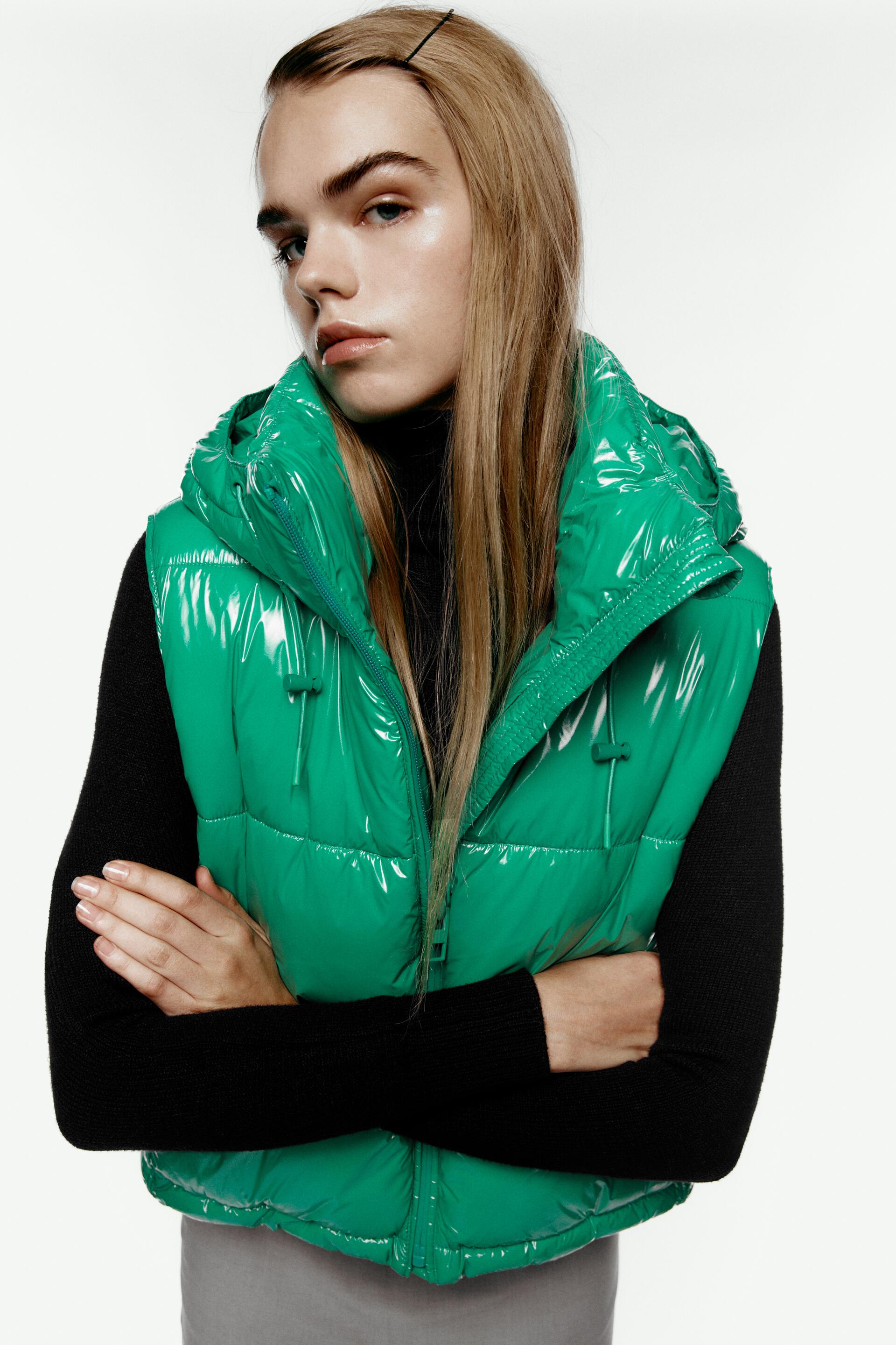 

Утепленный жилет женский ZARA 03427712 зеленый S (доставка из-за рубежа), 03427712