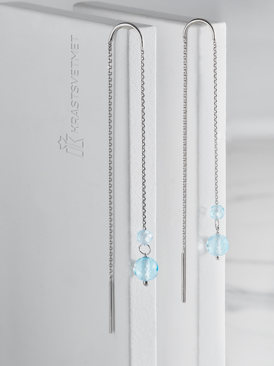 

Серьги продевки из серебра Krastsvetmet НС22-389К6-3, топаз, НС22-389К6-3