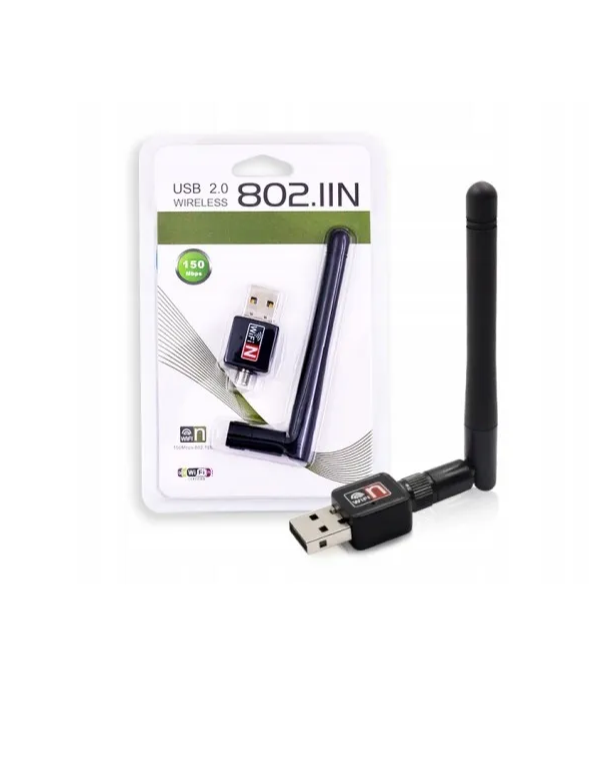 

Адаптер Wi-Fi NoBrand + антенна, Черный, USB 2.0, 802.IIN