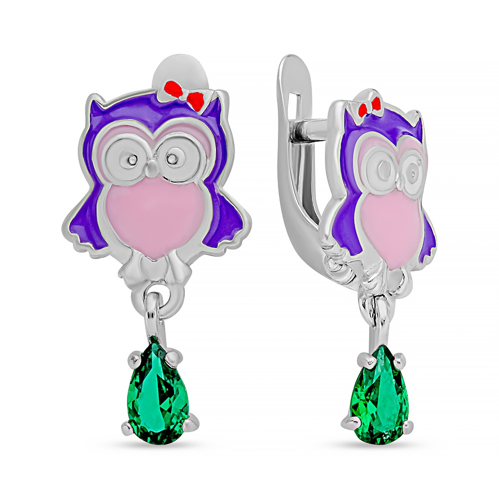 

Серьги подвески из серебра 585Gold 902000847, фианит/эмаль, 902000847