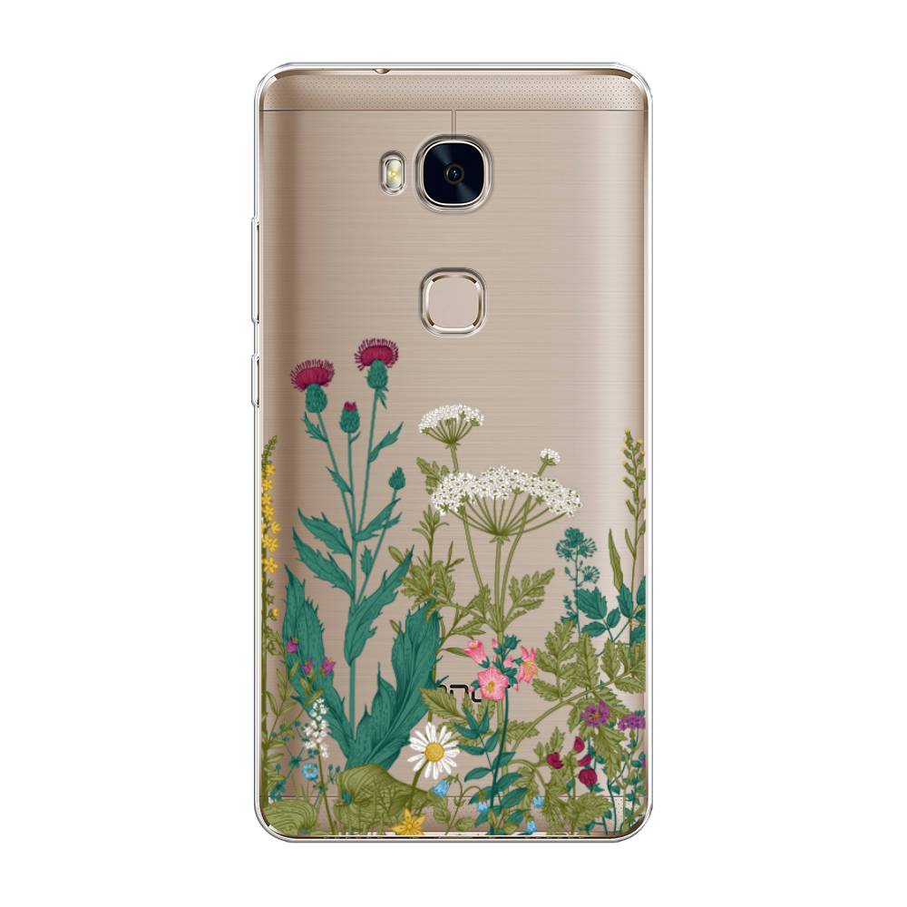 

Чехол для Honor 5X "Дикие полевые цветы", Зеленый;розовый;белый, 60550-2