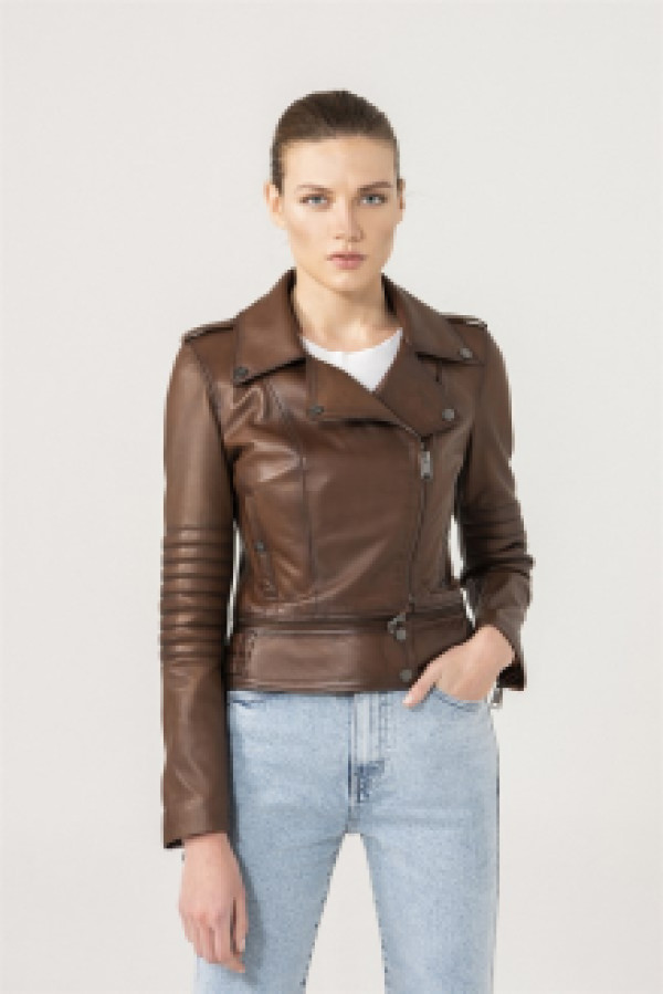 Кожаная куртка женская Black Noble 138 коричневая L (доставка из-за рубежа)