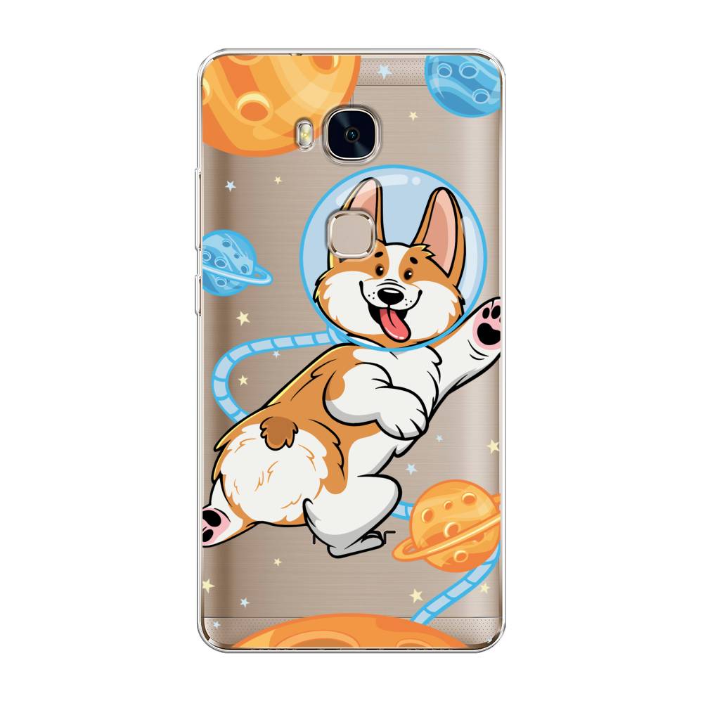 

Чехол для Honor 5X "Корги-космонавт", Голубой;бежевый;белый, 60550-1