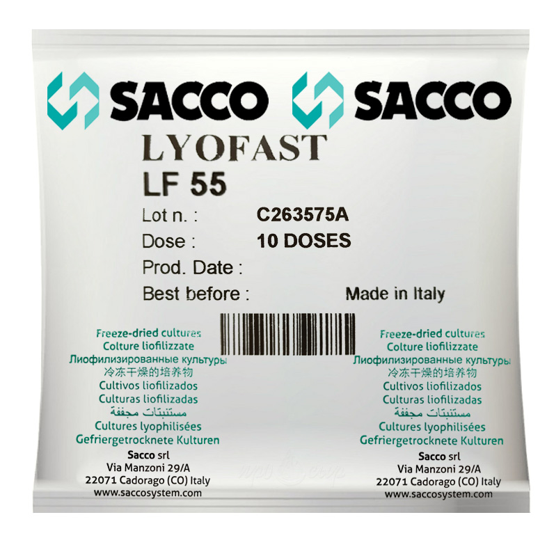 Закваска для сыра Sacco Lyofast LF 55 - вспомогательная 10U (на 5000 литров молока)