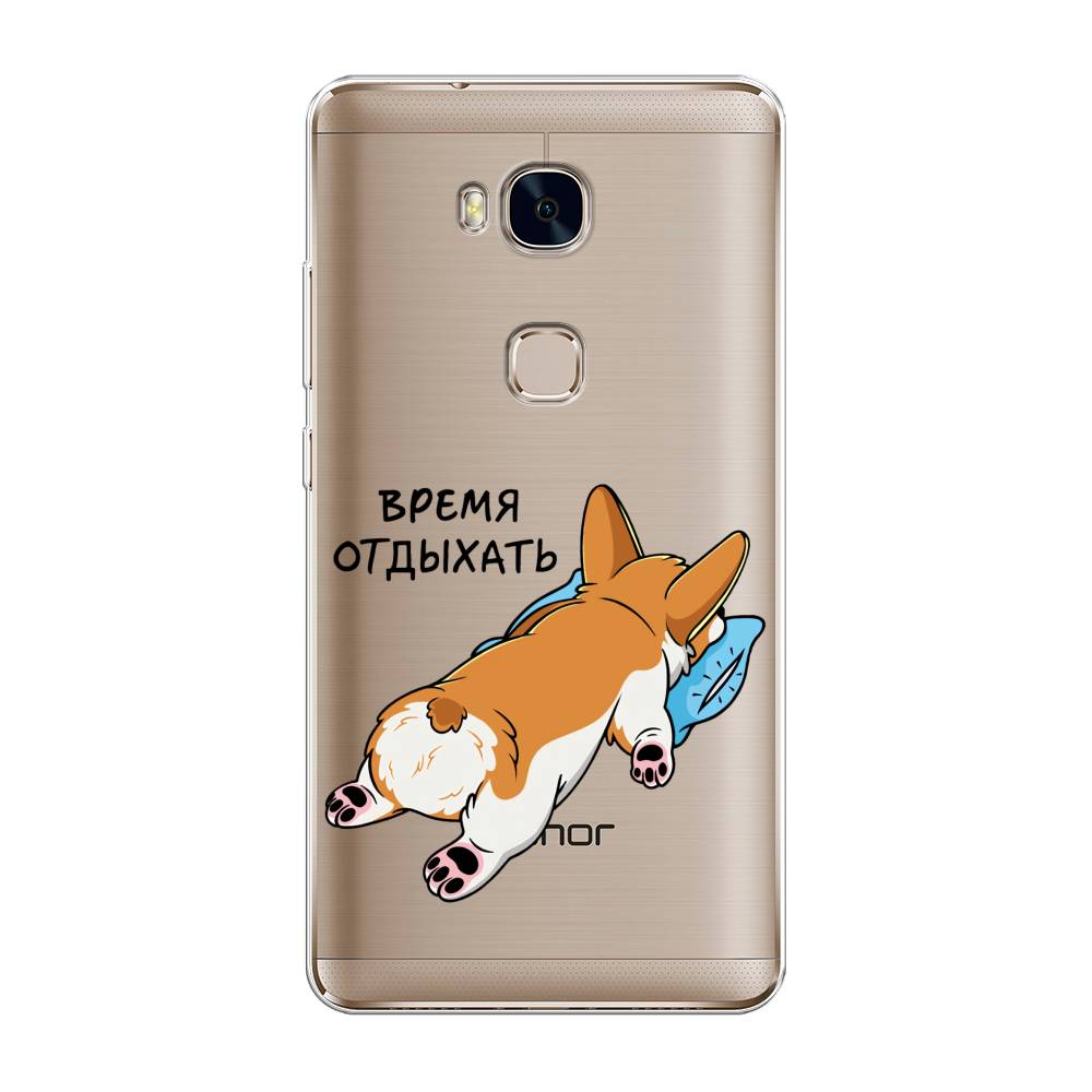 

Чехол для Honor 5X "Корги отдыхает", Черный;коричневый;голубой, 60550-1