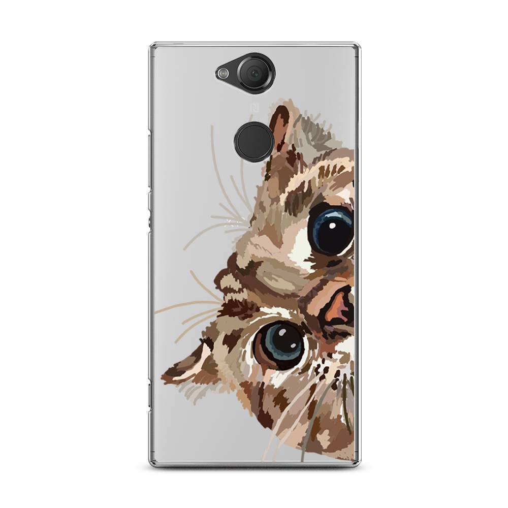 

Чехол на Sony Xperia XA2 Plus "Любопытный кот", Коричневый;синий;черный, 53550-1