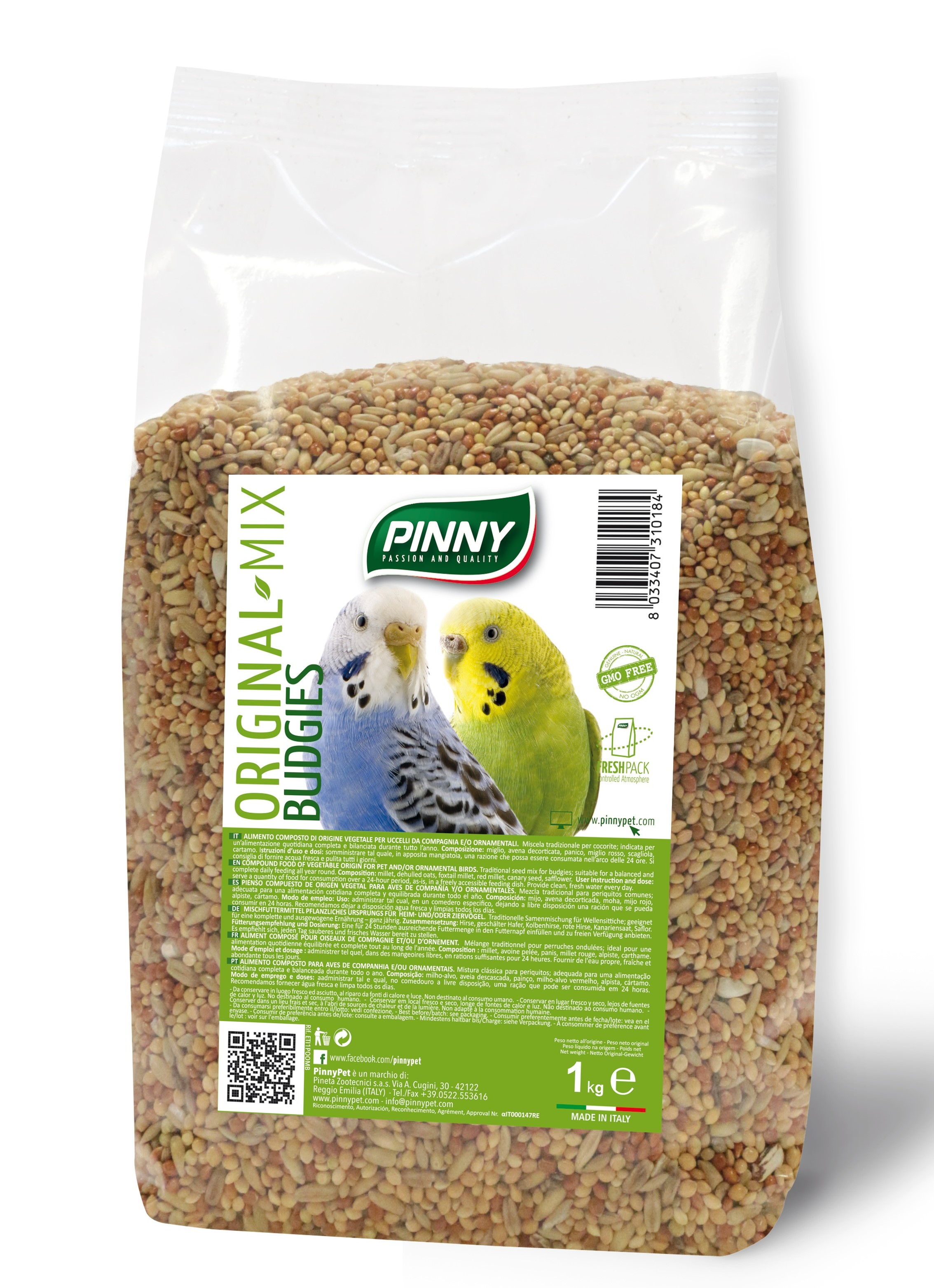 Сухой корм для волнистых попугаев PINNY Original mix зерновая смесь, Злаковое ассорти, 1кг