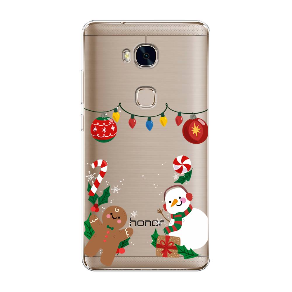 

Чехол на Honor 5X "Новогоднее настроение", Коричневый;красный;зеленый, 60550-5