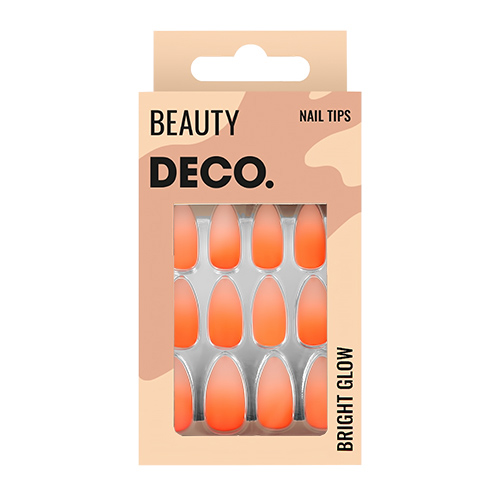 фото Набор накладных ногтей deco. bright glow matt orange (24 шт + клеевые стикеры 24 шт)