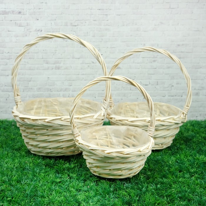 

Набор корзин «Плетёнка», 3 шт, 30,5×13/34,5 см, 25×11/31 см, 20×9/25 см, ива