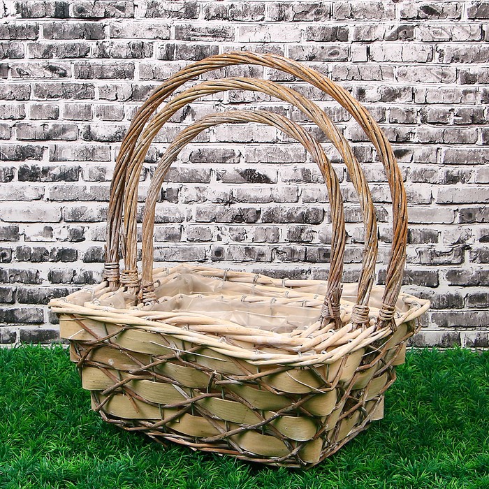 

Набор корзин «Крестики», 3 шт: 32×25×13/37 см, 26×18×12/33 см, 20×14×9/29 см