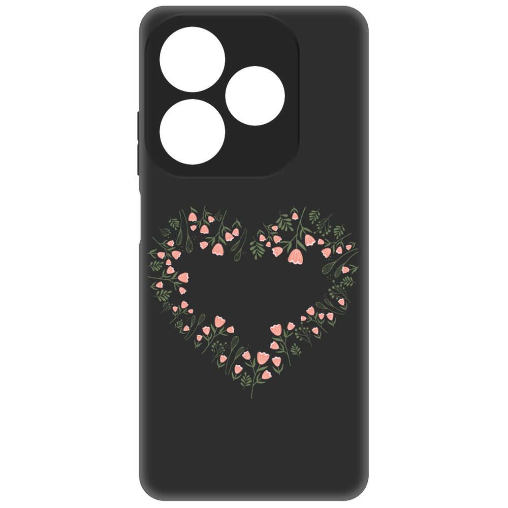 

Чехол-накладка Krutoff Soft Case Цветочное сердце для INFINIX Smart 8 Pro черный