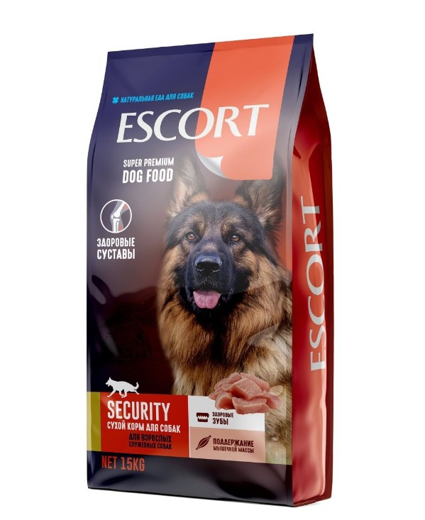 Сухой корм для собак ТМ ESCORT Security для служебных собак, говядина, 15 кг