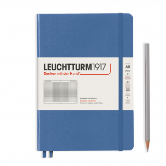 

Блокнот Leuchtturm A5 (в клетку), деним, 125 листов, твердая обложка, Блокноты Medium (A5) твердая обложка