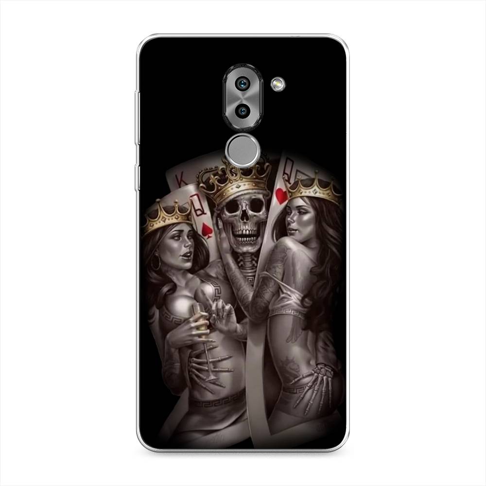 

Чехол на Honor 6X "Карты король и королевы", Серый;желтый, 60750-6