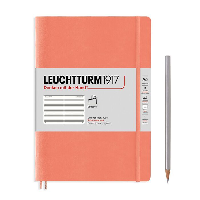 фото Блокнот leuchtturm а5 (в линейку), персиковый, 61 лист, мягкая обложка leuchtturm1917