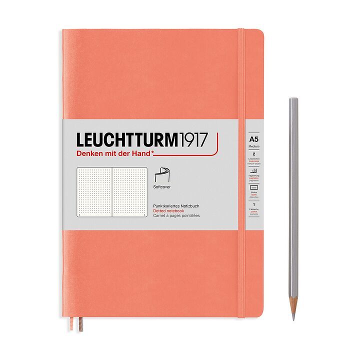 

Блокнот Leuchtturm А5 (в точку), персиковый, 61 лист, мягкая обложка, Блокноты Medium (A5) мягкая обложка