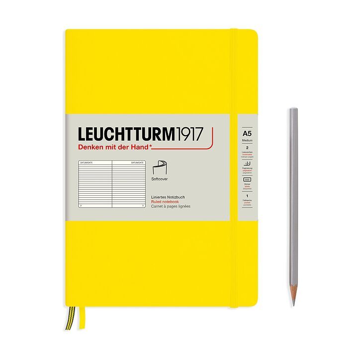 фото Блокнот leuchtturm а5 (в линейку), лимонный, 61 лист, мягкая обложка leuchtturm1917