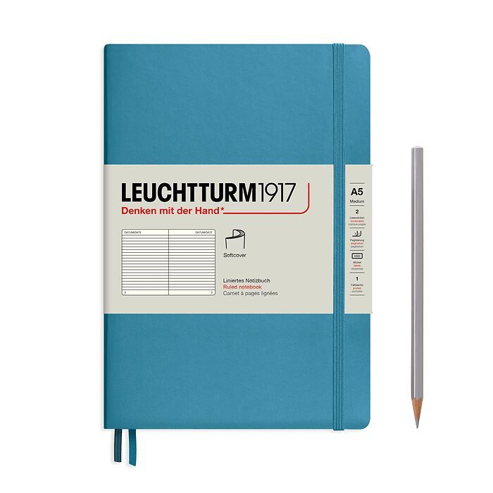 фото Блокнот leuchtturm а5 (в линейку), нордический синий, 61 лист, мягкая обложка leuchtturm1917