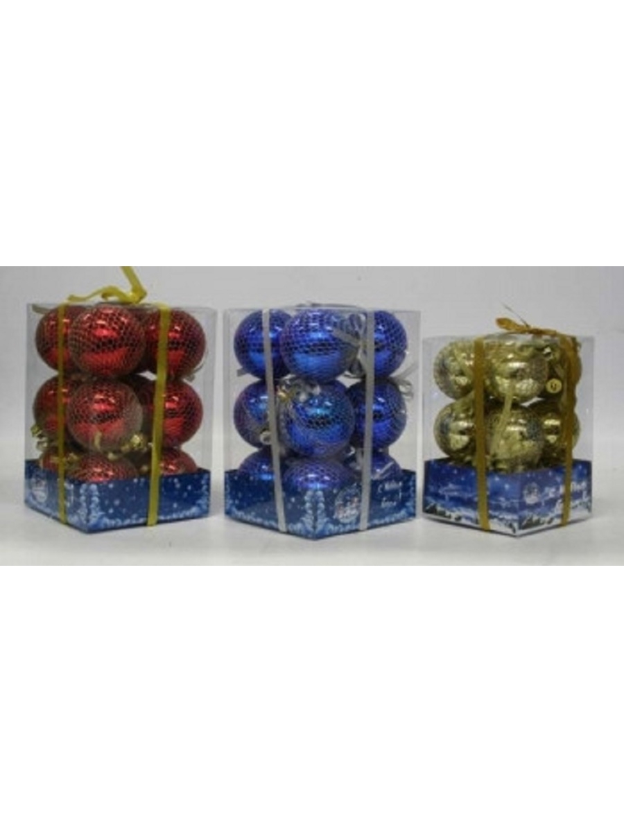 

Шар на ель Snowmen Е40327-dg 12 шт. красный синий золотистый
