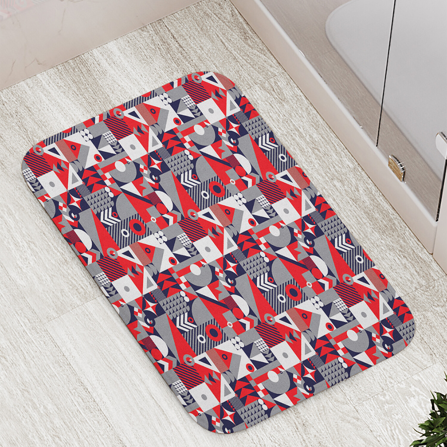 

Коврик JoyArty "Геометрическая абстракция" для ванной сауны бассейна 77х52 см, Геометрическая абстракция