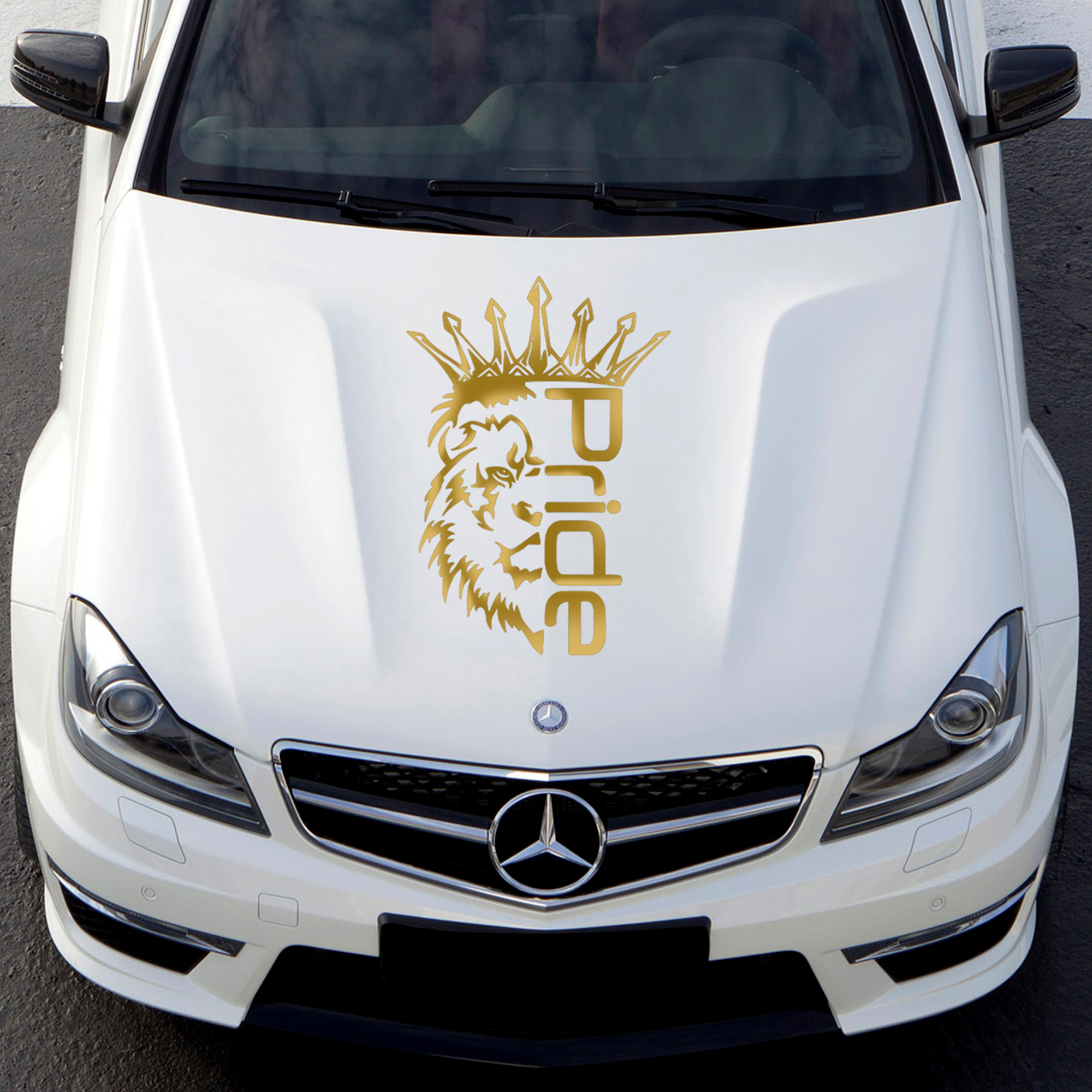 Наклейка на авто Наклейкин, Лев PRIDE, золотистый, 50 см