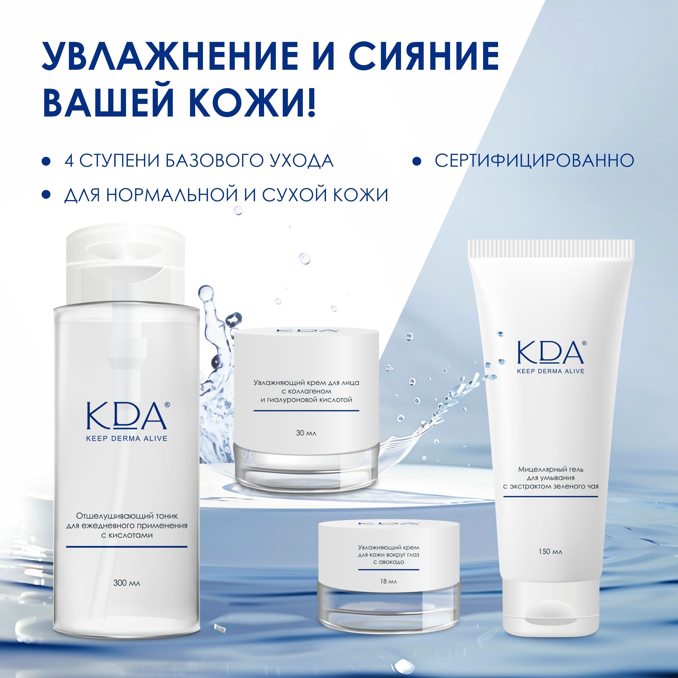 

Набор косметики для лица KDA Очищение и увлажнение 4 предмета