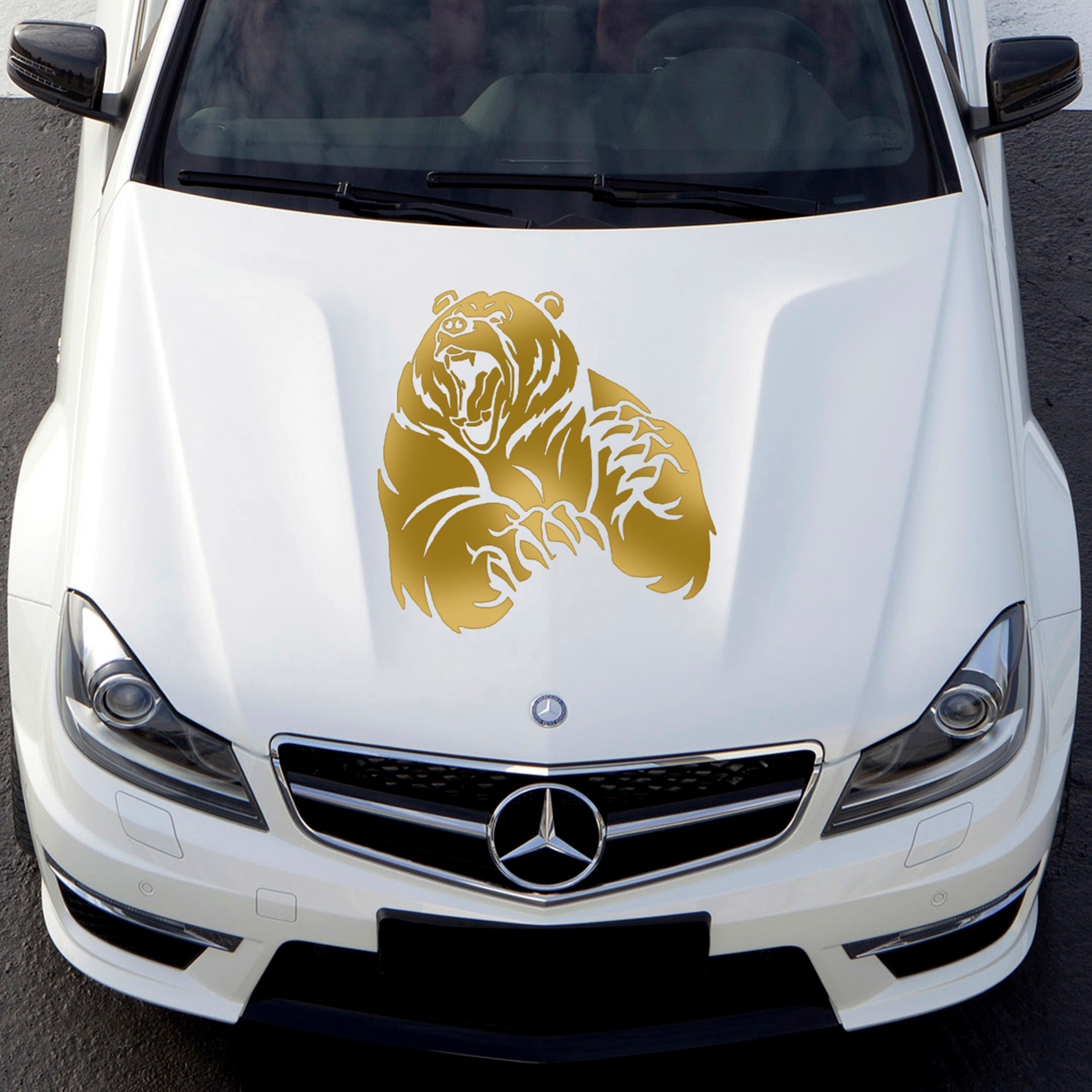 Наклейка на авто Наклейкин, Злой медведь, золотистый, 50 см