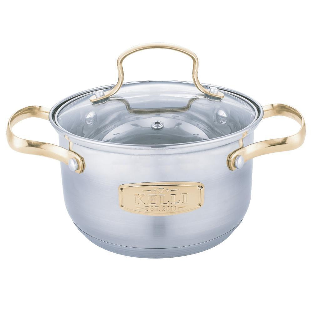 Кастрюля из нержавеющей стали Kelli KL-4284 3 литра индукционное дно