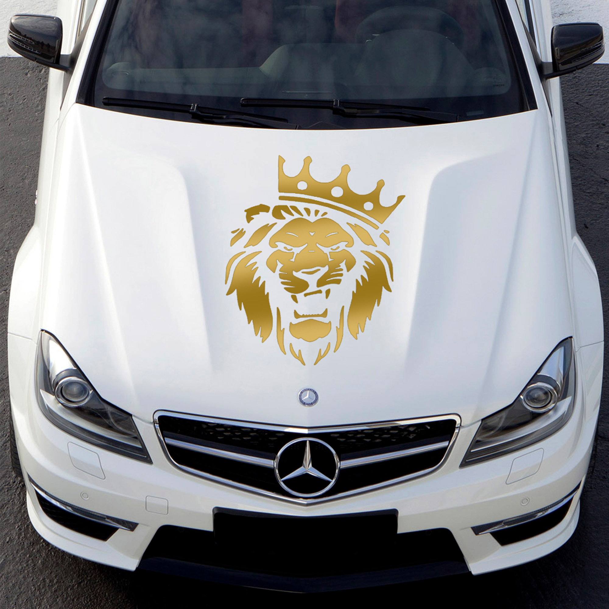 Наклейка на авто Наклейкин, Лев с короной, золотистый, 50 см
