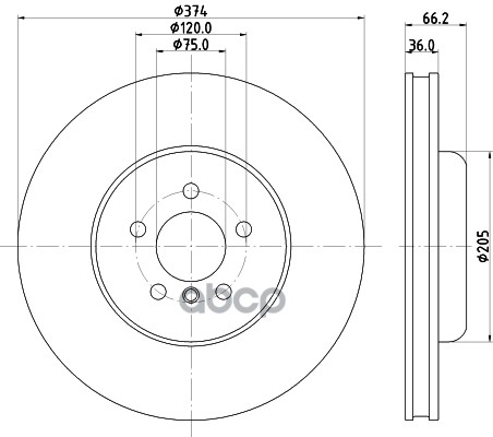 

Диск Тормозной Bmw 5 F07/F10/7 F01-04 Передний Левый Вент. D 374мм. HELLA PAGID арт. 8DD35