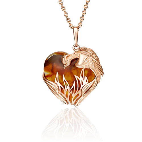 Подвеска из красного золота PLATINA jewelry 03-2902-00-271-1110-46, янтарь