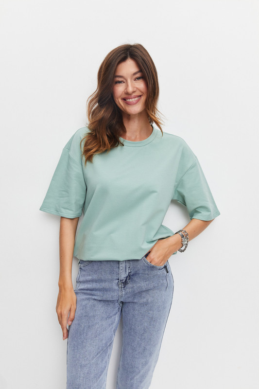 

Футболка женская ZAVI oversize голубая 46-48 RU, Голубой, oversize
