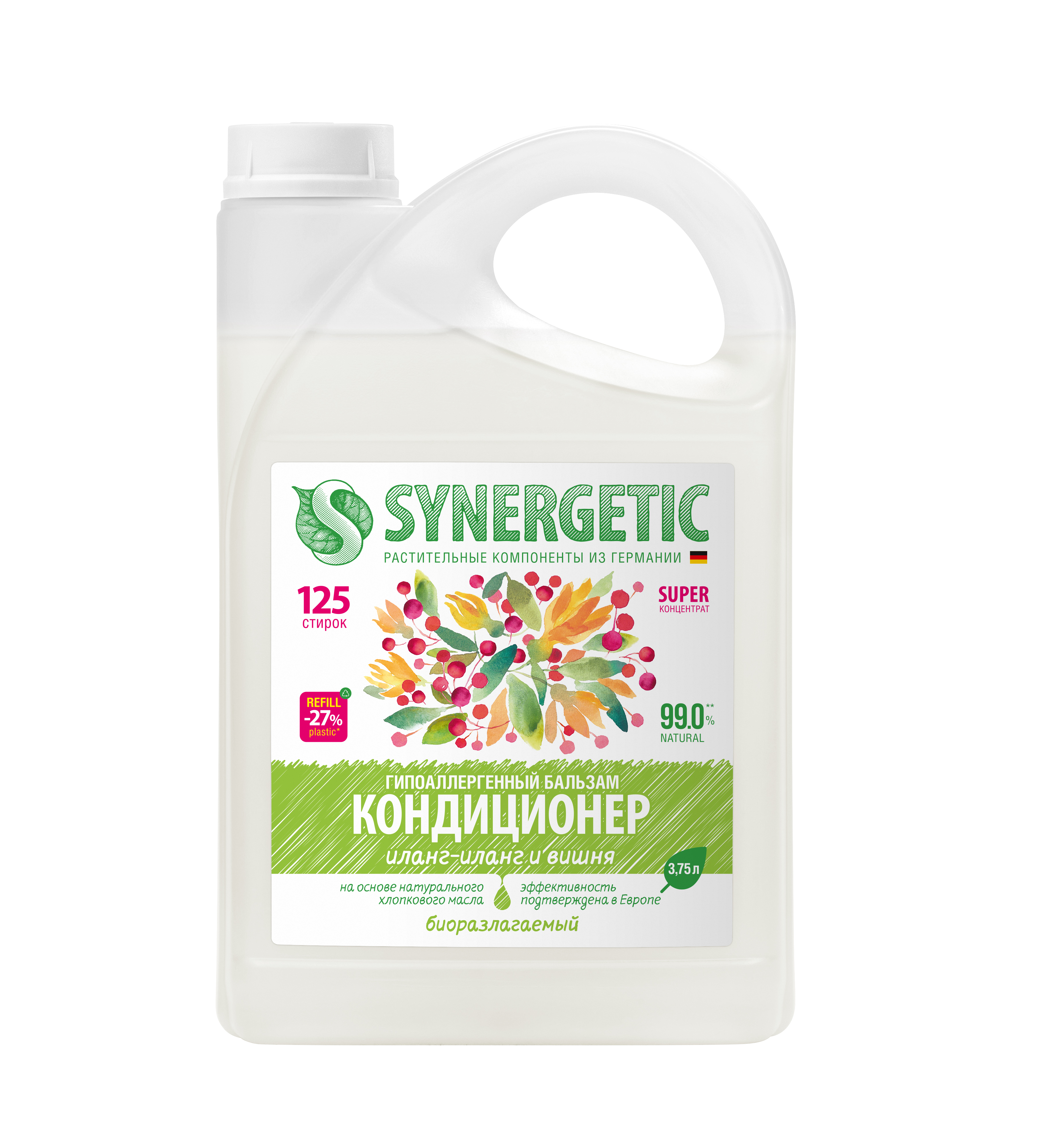 фото Бальзам-кондиционер для белья synergetic «иланг-иланг и вишня» 3,75л