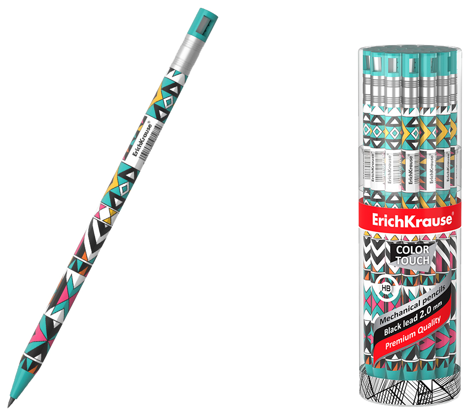 

Карандаш механический ErichKrause ColorTouch Ornament 50836, 2.0 мм, с точилкой, НВ, Зеленый, 895-707