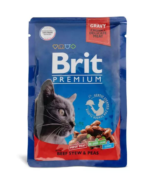 

Влажный корм для кошек Brit кусочки в соусе, говядина и ягненок, 85 гр