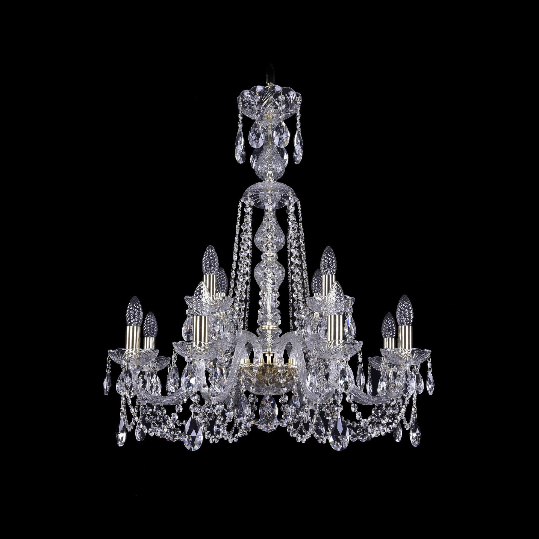 

Хрустальная люстра 1402/8+4/240/XL-77 G Bohemia Ivele Crystal, 1402/8+4/240/XL-77 G