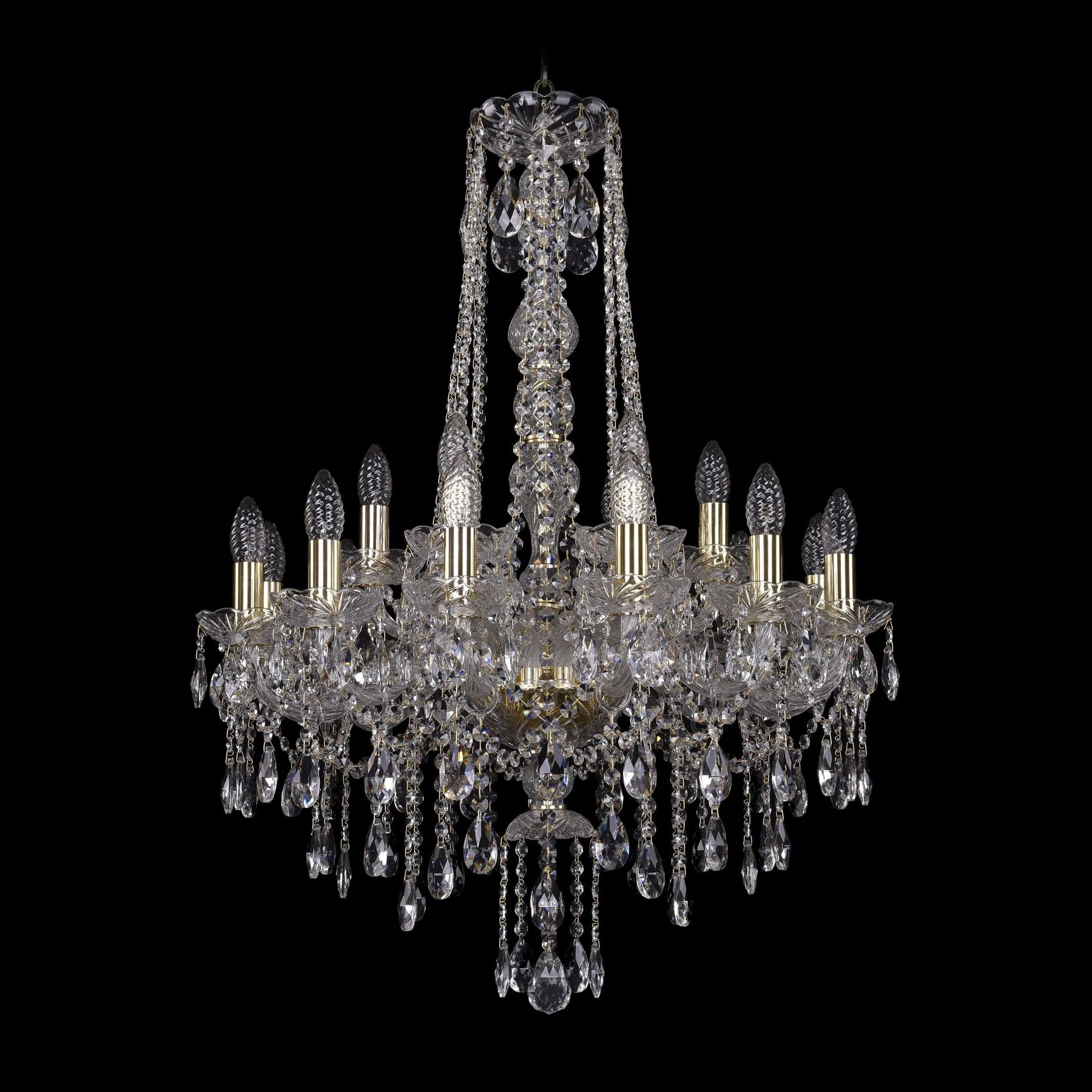 

Хрустальная люстра 1415/12+6/220/h-86 G Bohemia Ivele Crystal, 1415/12+6/220/h-86 G