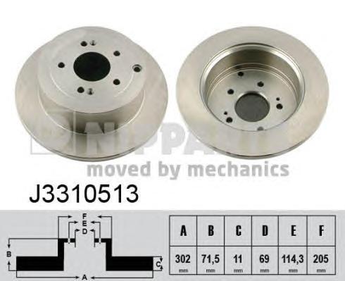 Диск тормозной задний NIPPARTS J3310513 комплект SANTA FE