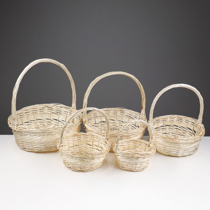 

Набор корзин, 5 шт, 40x14/42 см, 35x13/38 см, 30x12/33 см, 26x11/28 см, 20x10/24 см, ива