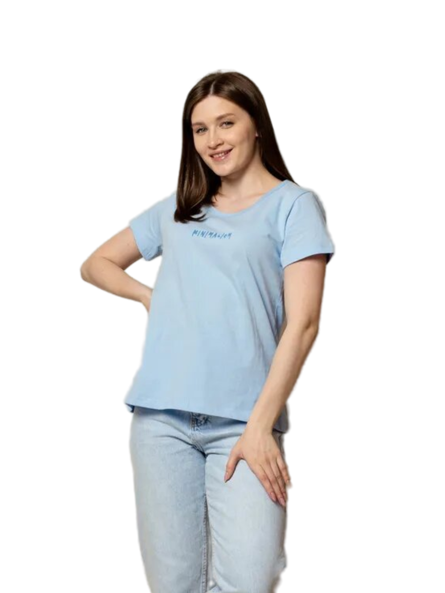 

Футболка женская Ohana market Minimalism голубая 50 RU, Minimalism