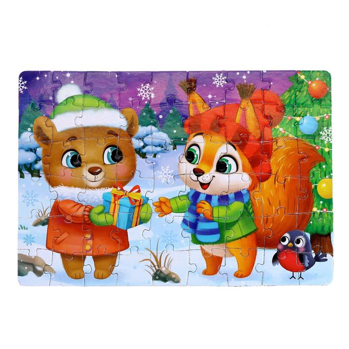 

Пазл Puzzle Time Новогодний подарок от медвежонка 54эл 6537095, 6537095-1