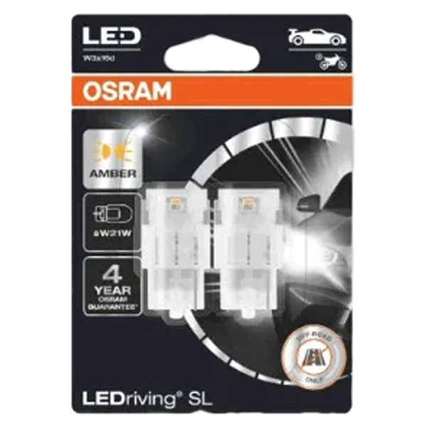 фото Лампа светодиодная 12v wy21w w3x16d блистер (2шт.) yellow osram