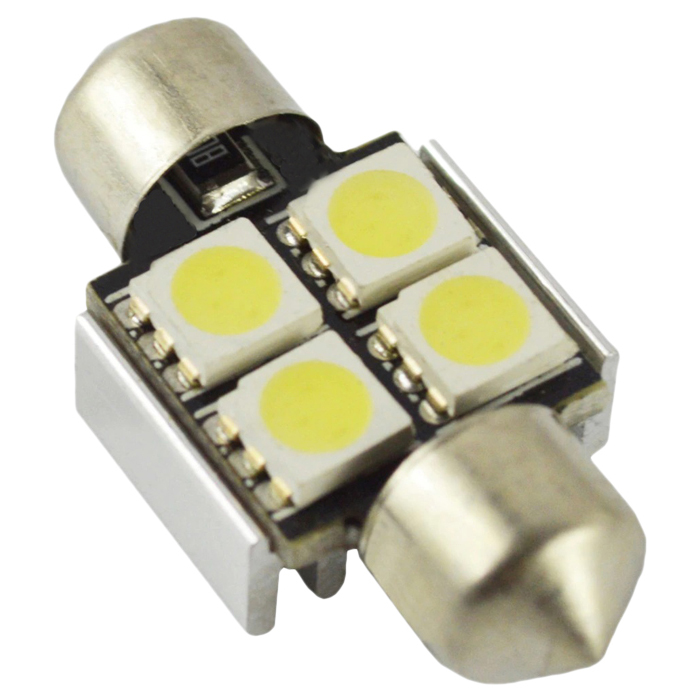 фото Лампа светодиодная c007 т11 (sv8,5/8) 4x5050 smd 31mm canbus, кт.2 шт. бл. (белый) avs