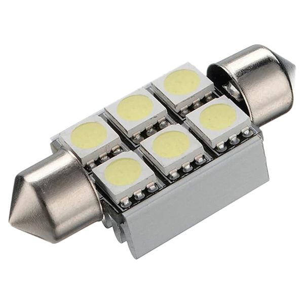 фото Лампа светодиодная c008a т11 (sv8,5/8) 36mm 6x5050 smd canbus, кт.2 шт. бл. (белый) avs